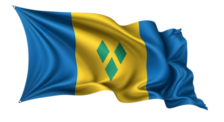 Saint Vincent and the Grenadines Flag Waving isolated png transparent background