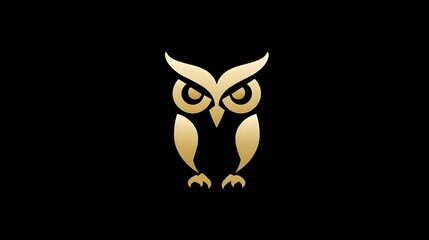 Fototapeta premium Minimalist gold owl logo, elegant and wise design with clean lines. Concept: Branding, luxury logo design, wisdom and knowledge symbolism, modern and elegant aesthetics, premium brand identity