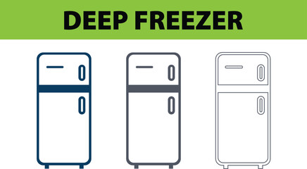 Deep Freezer Two Door Refrigerator Vector Illustration, Modern Top Freezer Kitchen Appliance in Minimal Realistic Design Style