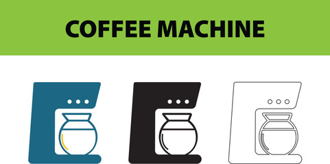 Coffee Maker Vector Illustration – Drip Coffee Machine with Round Glass Carafe, Modern Kitchen Appliance and Brewing Concept Art