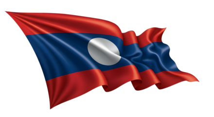 Waving flag of Laos isolated png transparent background
