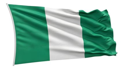 Waving Nigerian Flag isolated png transparent background