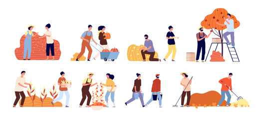 Fototapeta premium A set of vector illustration of a man and woman who do the social work.