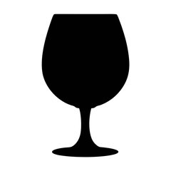 Isolated black silhouette of a wine glass for red wine beverage drink illustration design element