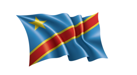 Democratic Republic of the Cpnggo Flag Waving isolated png transparent background