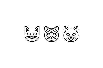 Fototapeta premium Three cute cat faces with minimalist line art style