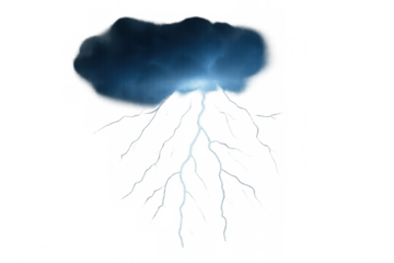Dark blue storm cloud generating lightning, showing powerful electrical discharge and bad weather phenomenon