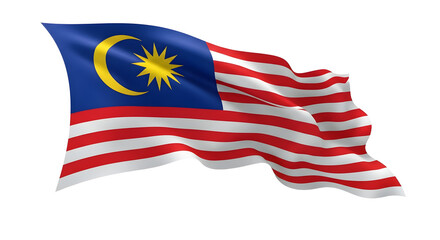 Waving Malaysian Flag isolated png transparent background