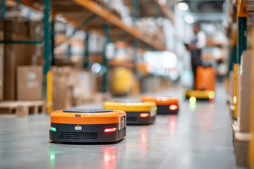 Autonomous robots in a modern warehouse