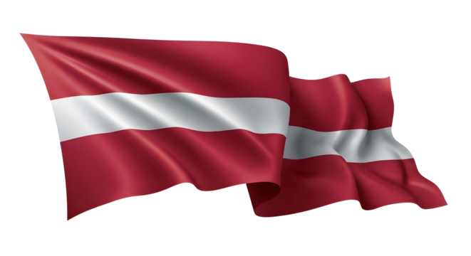 Waving Latvian Flag isolated png transparent background