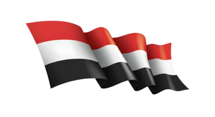 Yemen flag waving isolated png transparent background