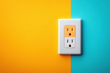 Vibrant electrical outlet on colorful background