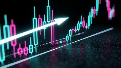 Vibrant financial market analysis with colorful candlestick chart trends - Powered by Adobe