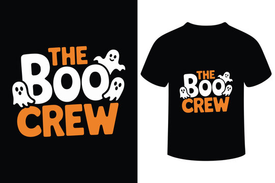 The boo crew halloween t shirt design with cute ghosts