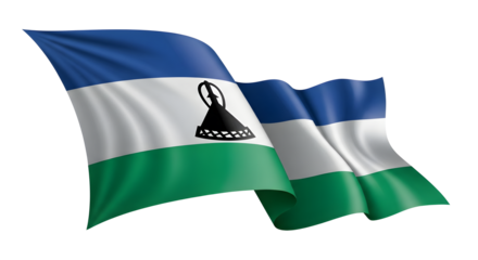 Lesotho flag waving isolated png transparent background