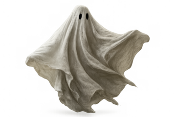 Floating sheet ghost for halloween, representing scary spirits, paranormal activity, and spooky traditions and concepts