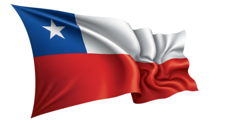 Waving Chilean Flag isolated png transparent background