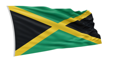 Waving Jamaican Flag isolated png transparent background
