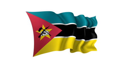 Mozambique flag waving isolated png transparent background