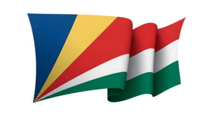 Seychelles flag waving isolated png transparent background