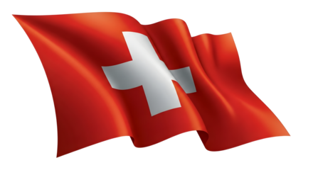 Waving Switzerland Flag isolated png transparent background
