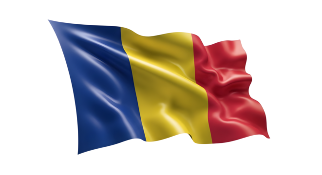 Waving flag of Chad isolated png transparent background