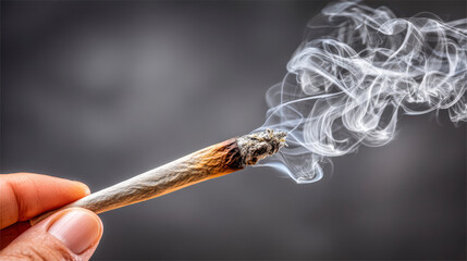 A person holding a cigarette with a burnt tip