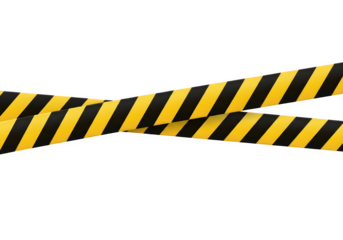 "Yellow and Black Warning Tape Isolated on Transparent Background PNG – Caution and Hazard Barricade Design"