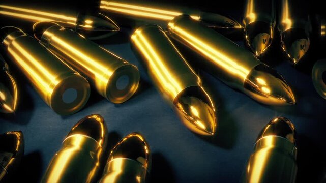 Gun Bullets Moving Close-Up Shot
