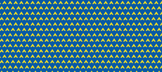 Vibrant blue background adorned with a regular field of yellow triangles creates a bold, geometric pattern ideal for modern design, textiles, wallpapers, and digital graphics settings.
