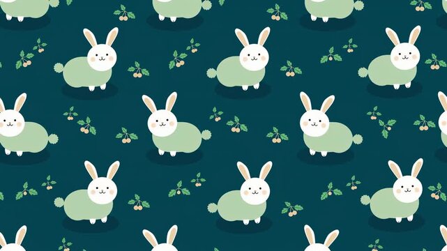 Cute animated rabbit pattern looping background