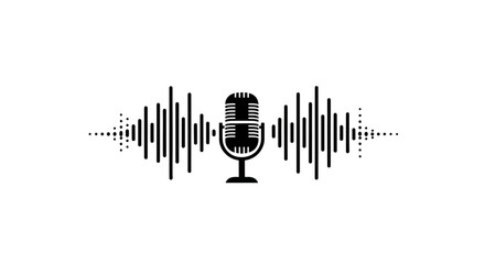 Vintage Microphone with Sound Wave.