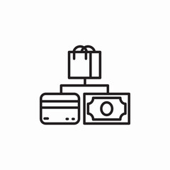 shopping payment card cash icon sign vector