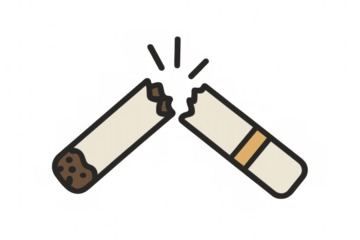 Breaking cigarette, quitting smoking addiction, rejecting bad habit, choosing healthy lifestyle, becoming smoke-free