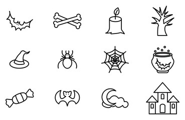 Halloween flat icons set vector.