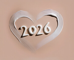 Writing 2026 with Cream on skin. 2026 White Cream Design on Nude Skin Tone Surface &ndash; Elegant Beauty and Skincare Concept. 2026