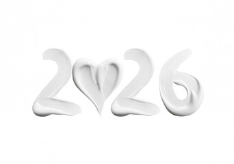 Writing the Year 2026 with White Cream, 2026 White Cream Typography on White Background &ndash; Minimal Luxury Skincare Aesthetic.