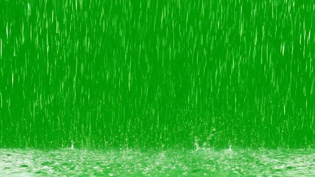 Rain in the green: A captivating scene depicts a cascade of rain, its delicate drops falling against a vibrant green backdrop, creating a soothing and refreshing atmosphere. 