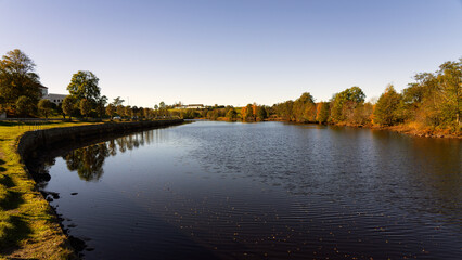 Lagan river in Laholm, Sweden. Lagan is one of four main westcoast rivers in south-western Sweden. Famous destination for salmon fishing.