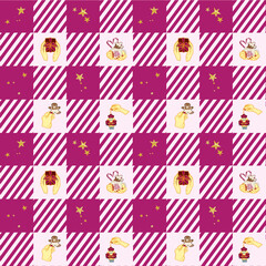 Festive Holiday Treats and Gifts Checkered Pattern