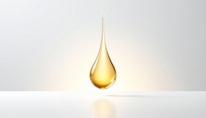 Golden Essence Drop Series , Amber Glass Drop with Soft Light Reflection