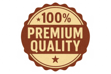 100% premium quality retro badge or sticker sign with textured finish on transparent background