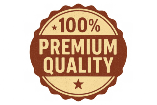 100% premium quality retro badge or sticker sign with textured finish on transparent background