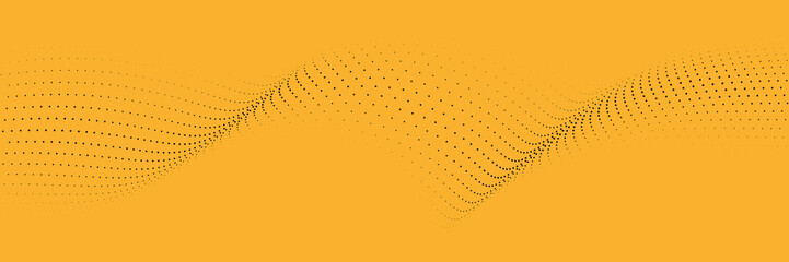 Vibrant yellow dotted wave flowing in motion across bright canvas, bold abstract halftone mesh giving energy and rhythm perfect for banners posters and branding visuals