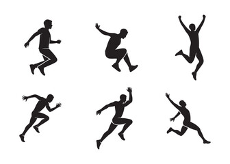 Running and Jumping Silhouette Vector Set , Athlete Action Poses , Sports Movement Clipart for Fitness, Training, and Motivation Designs