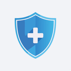 Obraz premium A blue shield icon symbolizing protection, health, and medical support on a light background