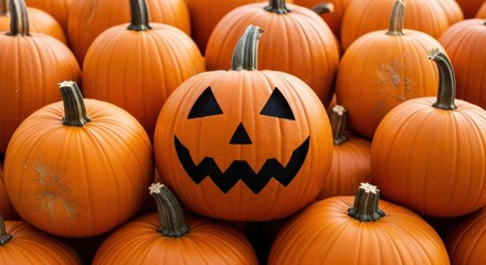 Get ready for spooky season with a pile of pumpkins, perfect for Halloween decorations, fall festivals, or autumnal recipes!