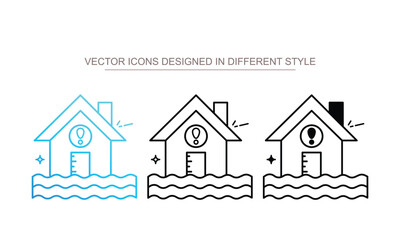 Flood Control icon set multiple style collection