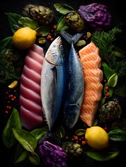 Fresh seafood selection with vibrant ingredients artfully arranged