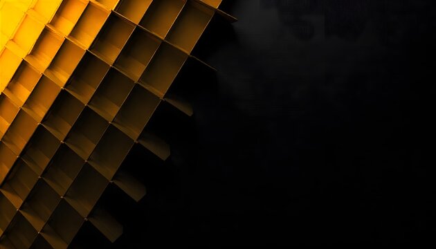 Golden geometric pattern illuminated against dark background